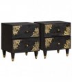 vidaXL Bedside Cabinet 2 pcs Black 40 x 33 x 46 cm Solid Mango Wood