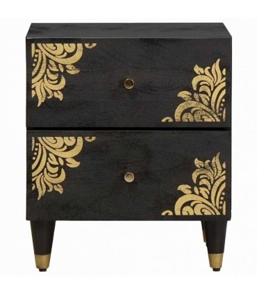 vidaXL Bedside Cabinet 2 pcs Black 40 x 33 x 46 cm Solid Mango Wood