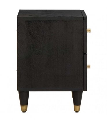 vidaXL Bedside Cabinet 2 pcs Black 40 x 33 x 46 cm Solid Mango Wood