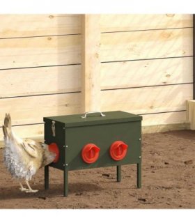 vidaXL Chicken Feeder 2 pcs Olive Green 41.5 x 20.5 x 33 cm