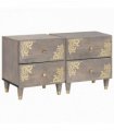 vidaXL Bedside Cabinet 2 pcs Grey 40 x 33 x 46 cm Solid Mango Wood
