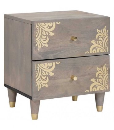 vidaXL Bedside Cabinet 2 pcs Grey 40 x 33 x 46 cm Solid Mango Wood