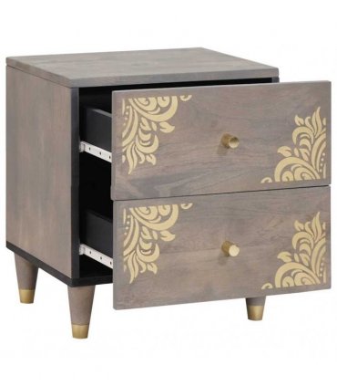 vidaXL Bedside Cabinet 2 pcs Grey 40 x 33 x 46 cm Solid Mango Wood