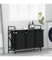 vidaXL Laundry Basket 3 Compartments with Shelf Grey Sonoma