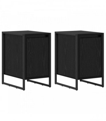 vidaXL Bedside Table 2 pcs Black Oak 39.5 x 30 x 50 cm Engineered Wood