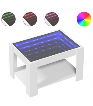 vidaXL Coffee Table with LED White 73x53x45 cm Engineered Wood
