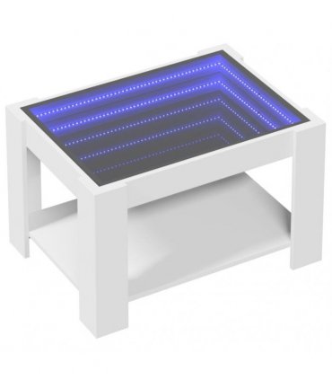 vidaXL Coffee Table with LED White 73x53x45 cm Engineered Wood