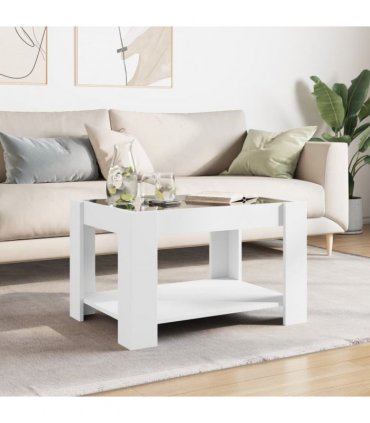 vidaXL Coffee Table with LED White 73x53x45 cm Engineered Wood