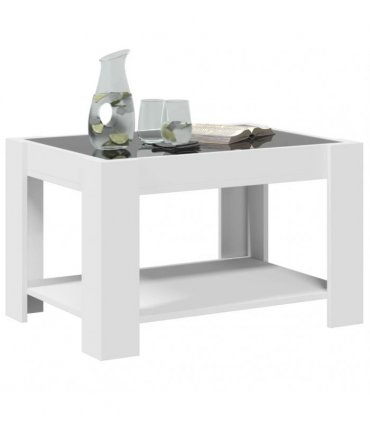 vidaXL Coffee Table with LED White 73x53x45 cm Engineered Wood