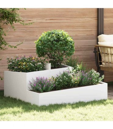 vidaXL Garden Planter White 100 x 100 x 50 cm Cold-rolled Steel