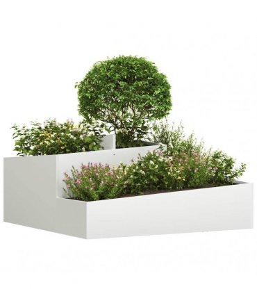 vidaXL Garden Planter White 100 x 100 x 50 cm Cold-rolled Steel