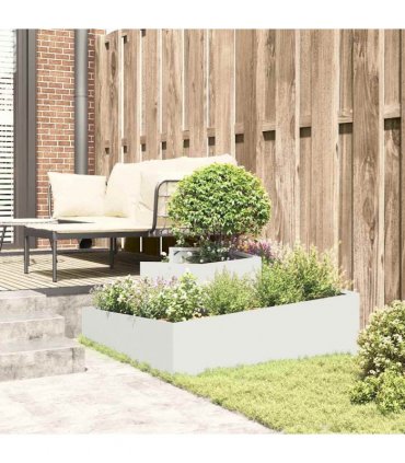 vidaXL Garden Planter White 100 x 100 x 50 cm Cold-rolled Steel