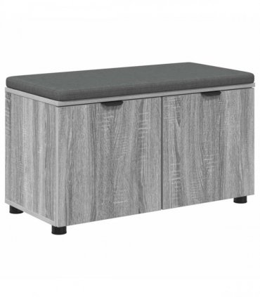 vidaXL Hall Bench with Cushion with Shelf Grey Sonoma 80 x 38 x 46 cm