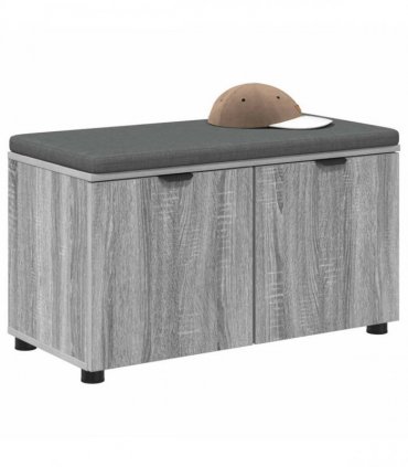 vidaXL Hall Bench with Cushion with Shelf Grey Sonoma 80 x 38 x 46 cm