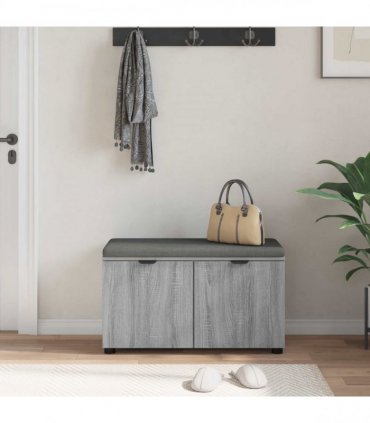 vidaXL Hall Bench with Cushion with Shelf Grey Sonoma 80 x 38 x 46 cm