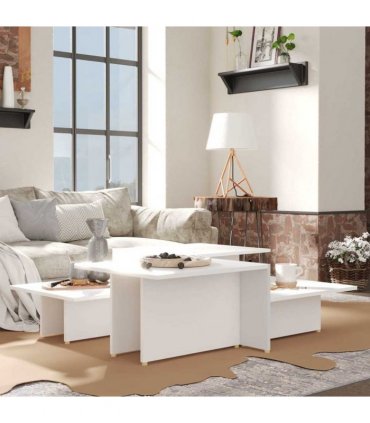 vidaXL Coffee Table | Set of 2 | White | Chipboard | Coffee Table | Rectangular