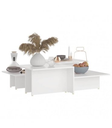 vidaXL Coffee Table | Set of 2 | White | Chipboard | Coffee Table | Rectangular