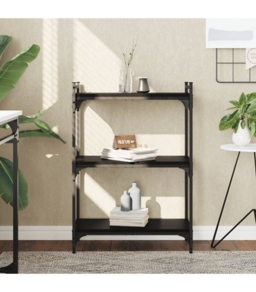 vidaXL Bookcase 3-Tier Black 60x30x86 cm Engineered Wood