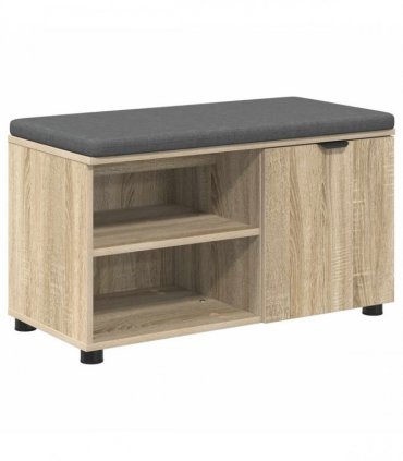 vidaXL Hall Bench with Cushion with Shelf Sonoma Oak 80 x 38 x 46 cm