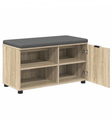 vidaXL Hall Bench with Cushion with Shelf Sonoma Oak 80 x 38 x 46 cm