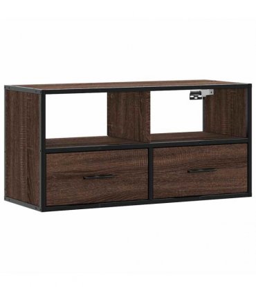 vidaXL TV Cabinet Brown Oak 80x31x39.5 cm Engineered Wood and Metal