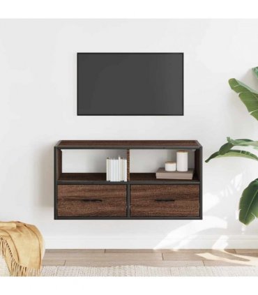 vidaXL TV Cabinet Brown Oak 80x31x39.5 cm Engineered Wood and Metal
