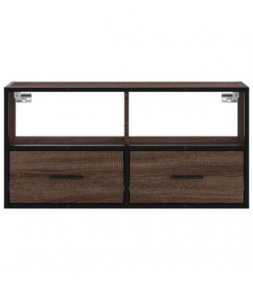 vidaXL TV Cabinet Brown Oak 80x31x39.5 cm Engineered Wood and Metal