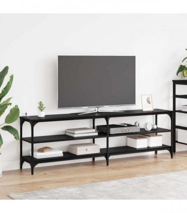 vidaXL TV Cabinet Black Oak 160 x 30 x 50 cm Engineered Wood and Iron