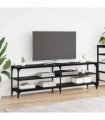 vidaXL TV Cabinet Black Oak 160 x 30 x 50 cm Engineered Wood and Iron