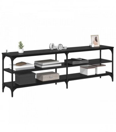 vidaXL TV Cabinet Black Oak 160 x 30 x 50 cm Engineered Wood and Iron
