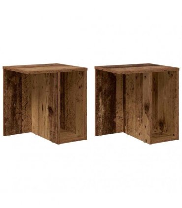 vidaXL End Table 2 pcs Old Wood 37 x 32 x 40 cm Engineered Wood