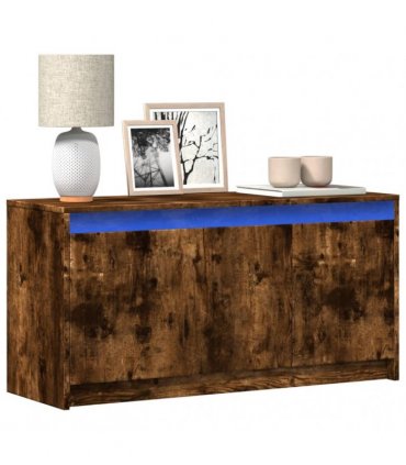 vidaXL TV Cabinet with LED Smoked Oak 100x34x50 cm Engineered Wood