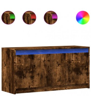 vidaXL TV Cabinet with LED Smoked Oak 100x34x50 cm Engineered Wood