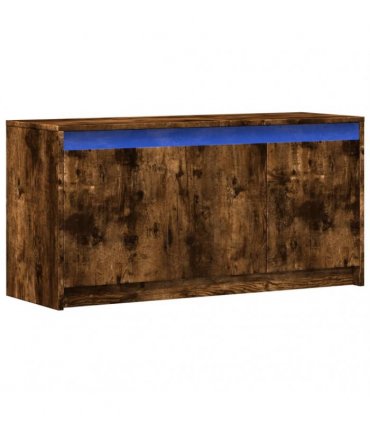 vidaXL TV Cabinet with LED Smoked Oak 100x34x50 cm Engineered Wood