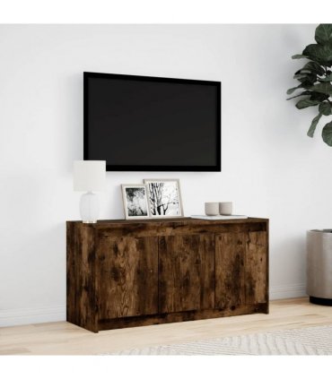 vidaXL TV Cabinet with LED Smoked Oak 100x34x50 cm Engineered Wood