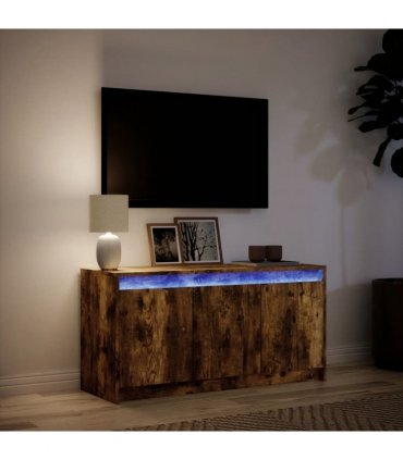 vidaXL TV Cabinet with LED Smoked Oak 100x34x50 cm Engineered Wood