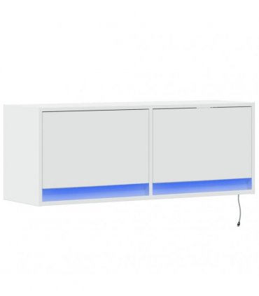 vidaXL TV Wall Cabinet with LED Lights White 100x31x35 cm
