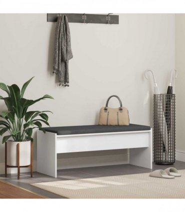 vidaXL Hall Bench with Cushion White 103 x 38 x 40 cm