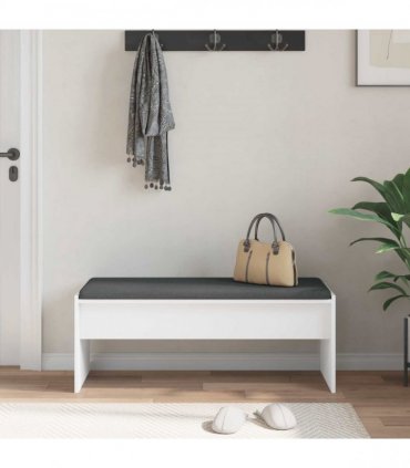 vidaXL Hall Bench with Cushion White 103 x 38 x 40 cm