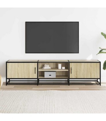 vidaXL TV Cabinet Sonoma Oak 160x35x41 cm Engineered Wood and Metal