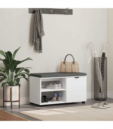vidaXL Hall Bench White 80 x 38 x 46 cm Engineered Wood and Fabric