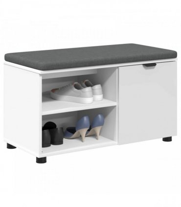 vidaXL Hall Bench White 80 x 38 x 46 cm Engineered Wood and Fabric