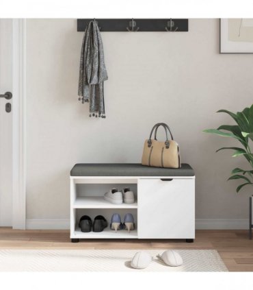 vidaXL Hall Bench White 80 x 38 x 46 cm Engineered Wood and Fabric