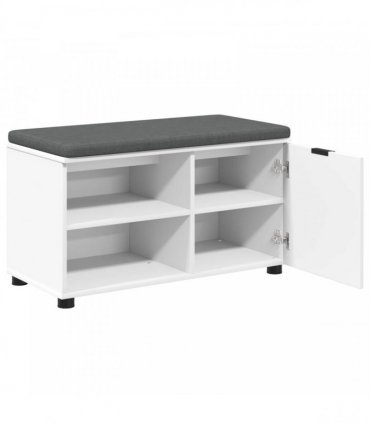 vidaXL Hall Bench White 80 x 38 x 46 cm Engineered Wood and Fabric