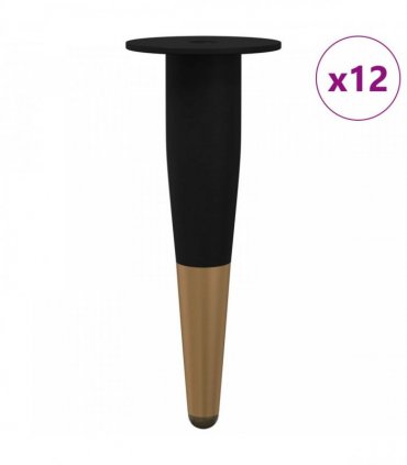 vidaXL Furniture Feet 12 pcs Black and Gold Ø 40 x 98 mm Iron