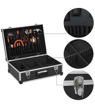 vidaXL Tool Suitcase 46x33x16 cm Black Aluminium
