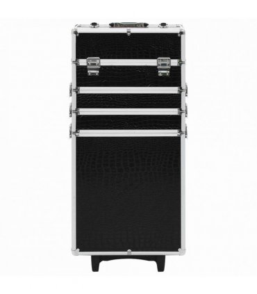 vidaXL Make-up Trolley Aluminium Black with Crocodile Pattern