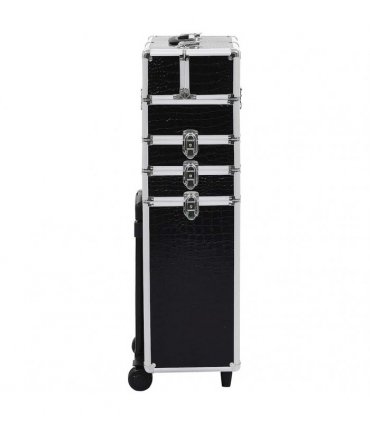 vidaXL Make-up Trolley Aluminium Black with Crocodile Pattern