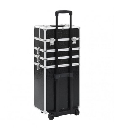 vidaXL Make-up Trolley Aluminium Black with Crocodile Pattern