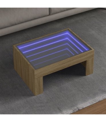 vidaXL Coffee Table with Infinity LED Sonoma Oak 70x50x30 cm